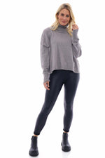 Lottie Polo Neck Knitted Jumper Mid Grey Mid Grey - Lottie Polo Neck Knitted Jumper Mid Grey