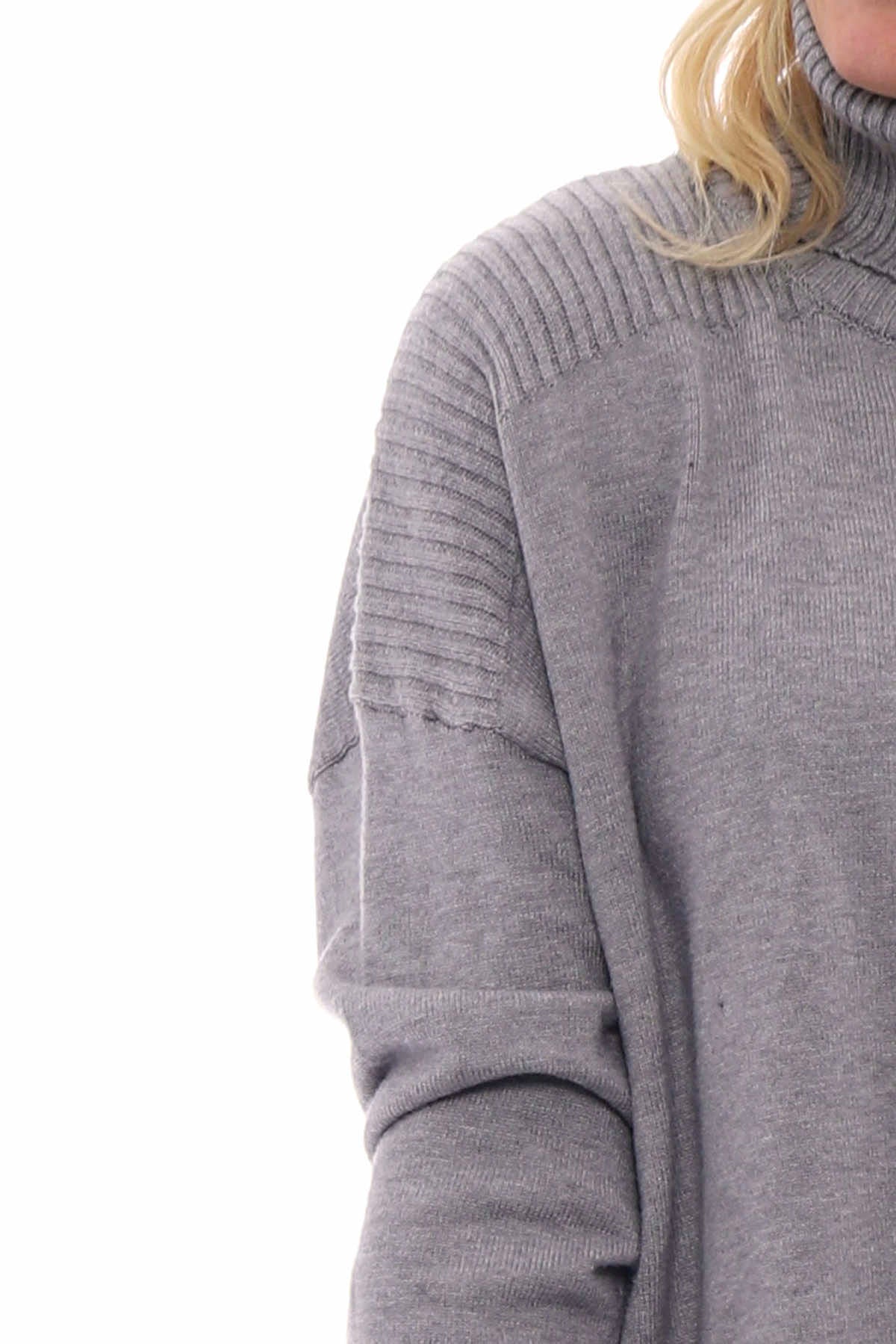 Lottie Polo Neck Knitted Jumper Mid Grey