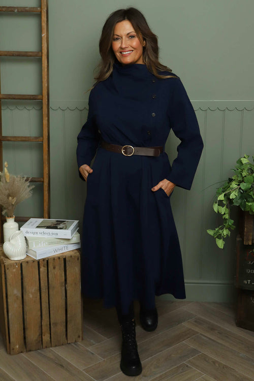 Eudora Belted Dress Navy - Image 1