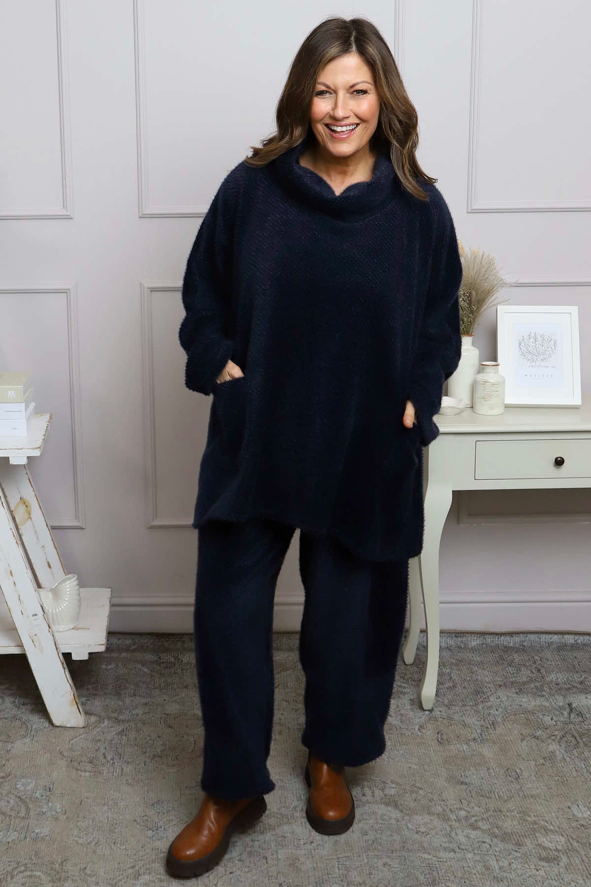 Luma Cowl Neck Jumper Navy