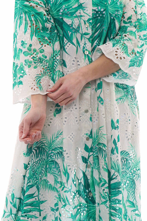 Genova Botanical Button Dress Emerald - Image 6