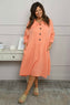 Amina Crinkle Cotton Dress Orange