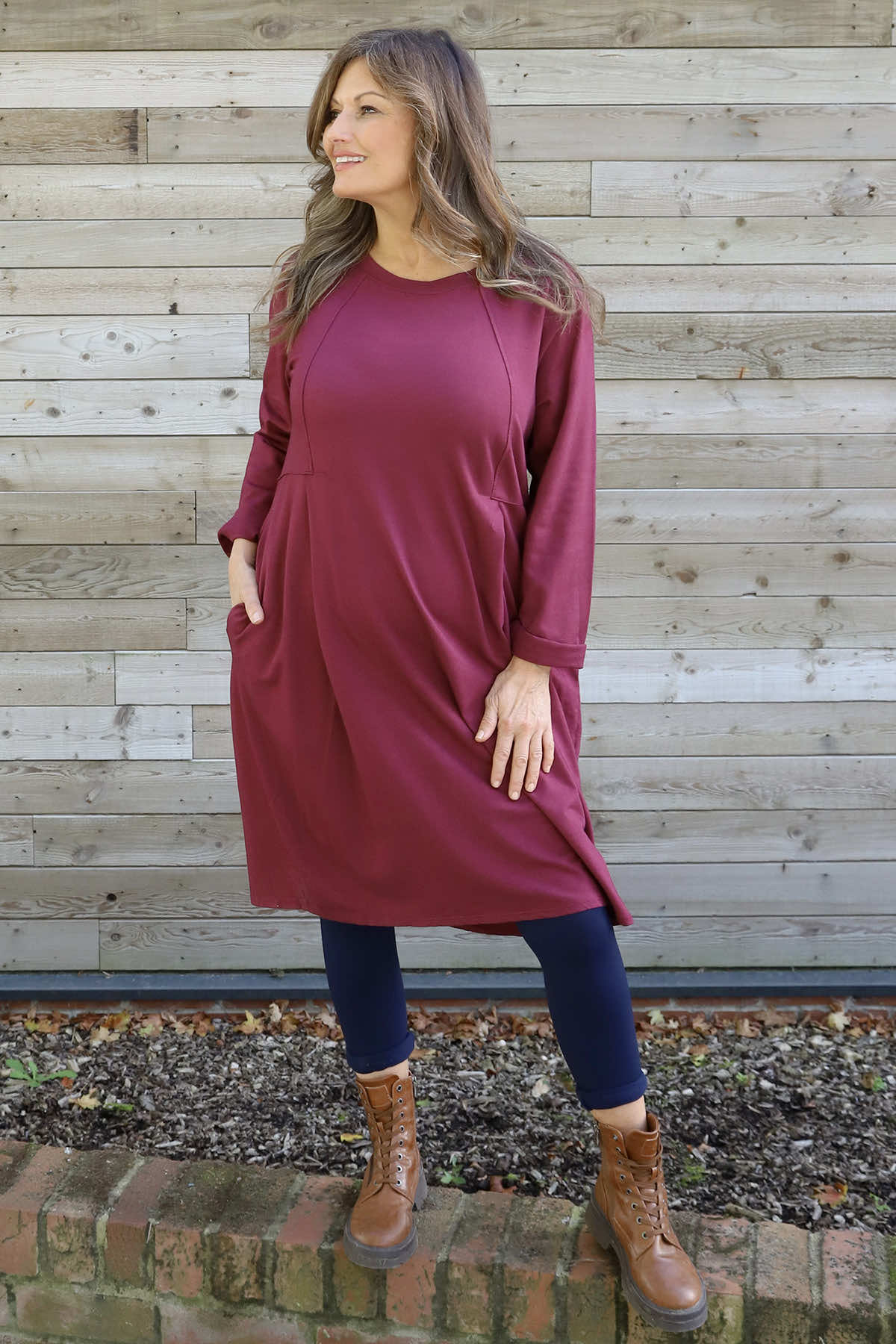 Annika Cotton Dress Wine