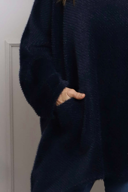 Luma Cowl Neck Jumper Navy - Image 3