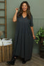 Ellerie V-Neck Linen Dress Charcoal
