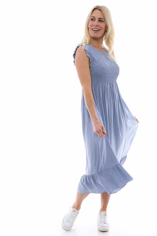 Juniper Plain Sleeveless Dress Blue Grey - Image 2