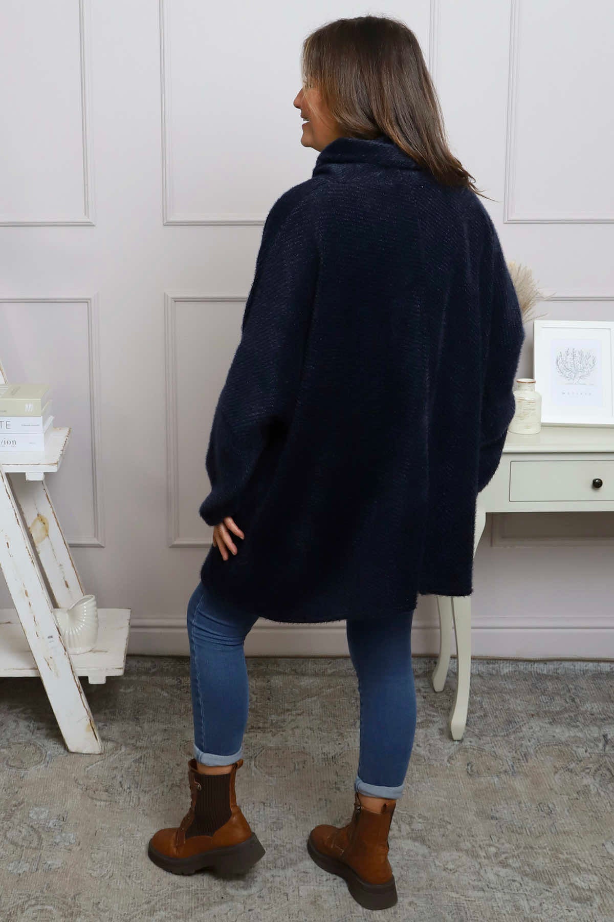 Luma Cowl Neck Jumper Navy