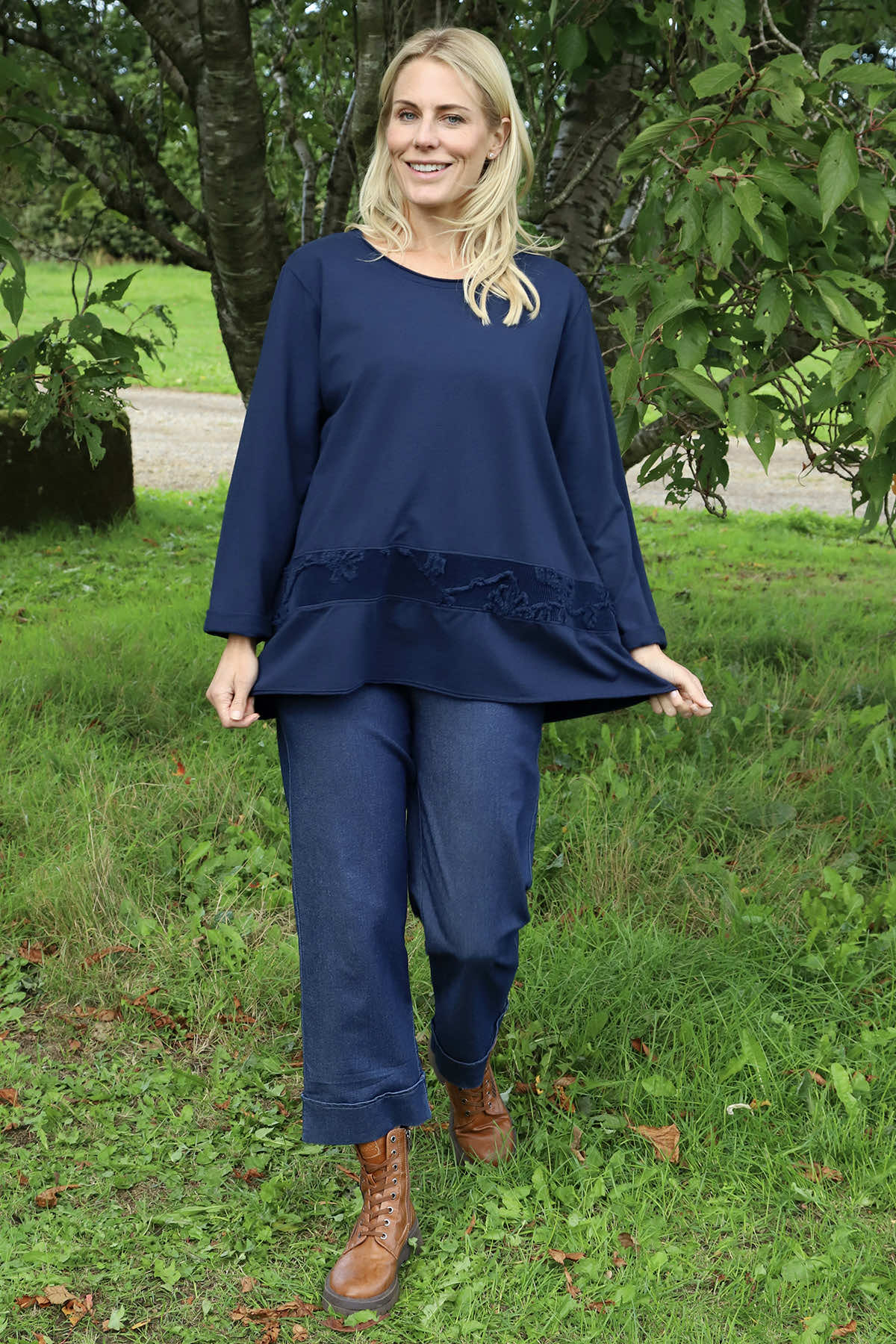 Liana Cord Band Cotton Top Navy