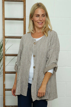 Carlota Stripe Linen Jacket Mocha