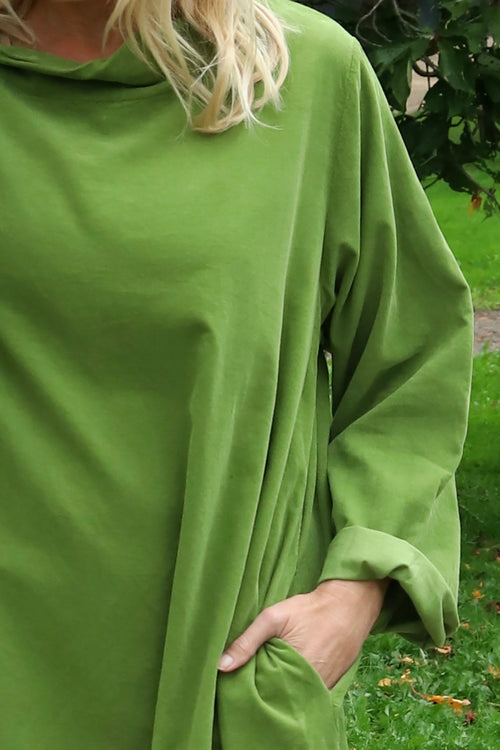 Izzy Button Detail Needlecord Dress Green - Image 3