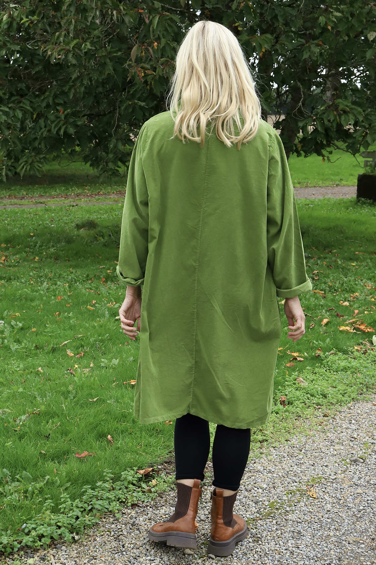 Izzy Button Detail Needlecord Dress Green