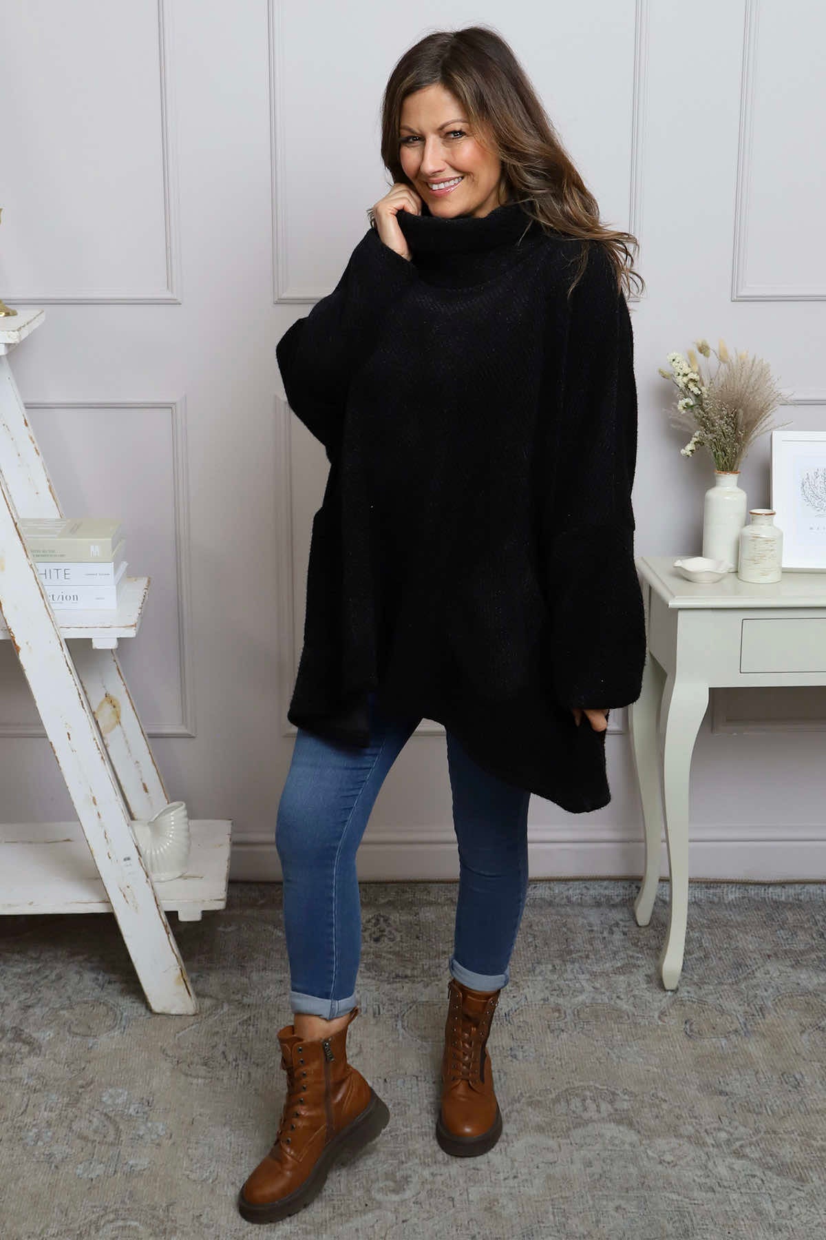 Luma Cowl Neck Jumper Black