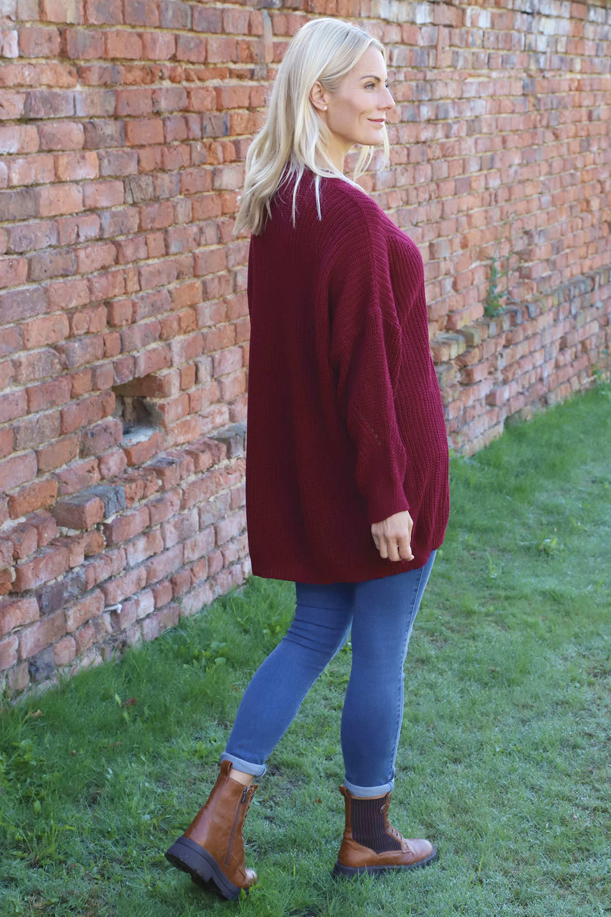 Aline Tie Front Knitted Jumper Wine