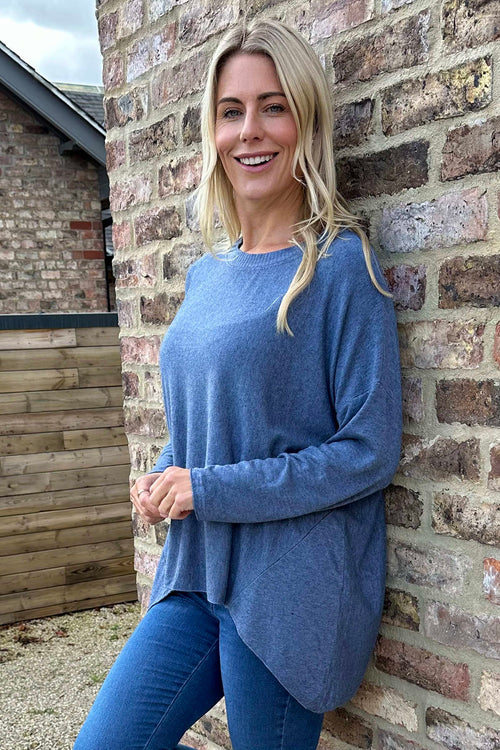 Tabitha Dipped Hem Jumper Blue - Image 2