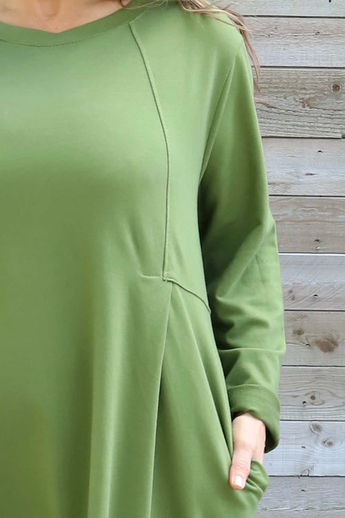 Annika Cotton Dress Olive - Image 3