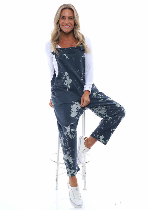 Pabo Tie Dye Cotton Dungarees Charcoal
