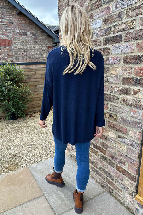 Tabitha Dipped Hem Jumper Navy - Image 4