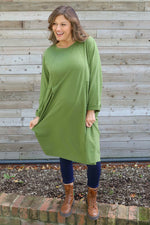 Annika Cotton Dress Olive Olive - Annika Cotton Dress Olive