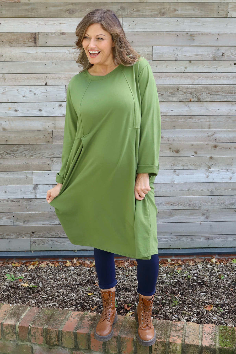 Annika Cotton Dress Olive