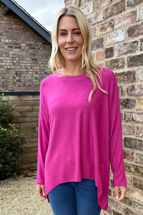 Tabitha Dipped Hem Jumper Magenta - Image 2