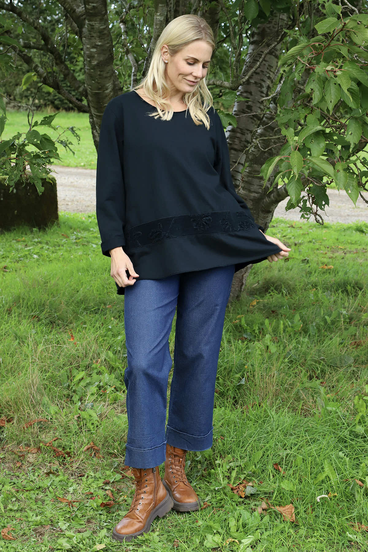 Liana Cord Band Cotton Top Black