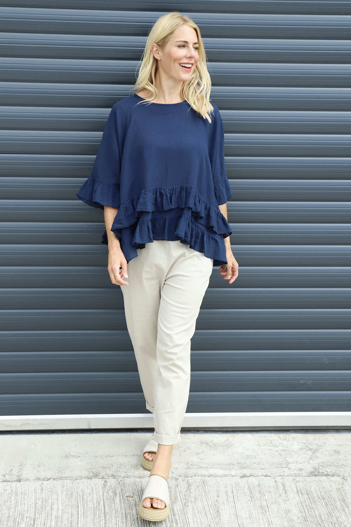 Allena Frill Top Navy