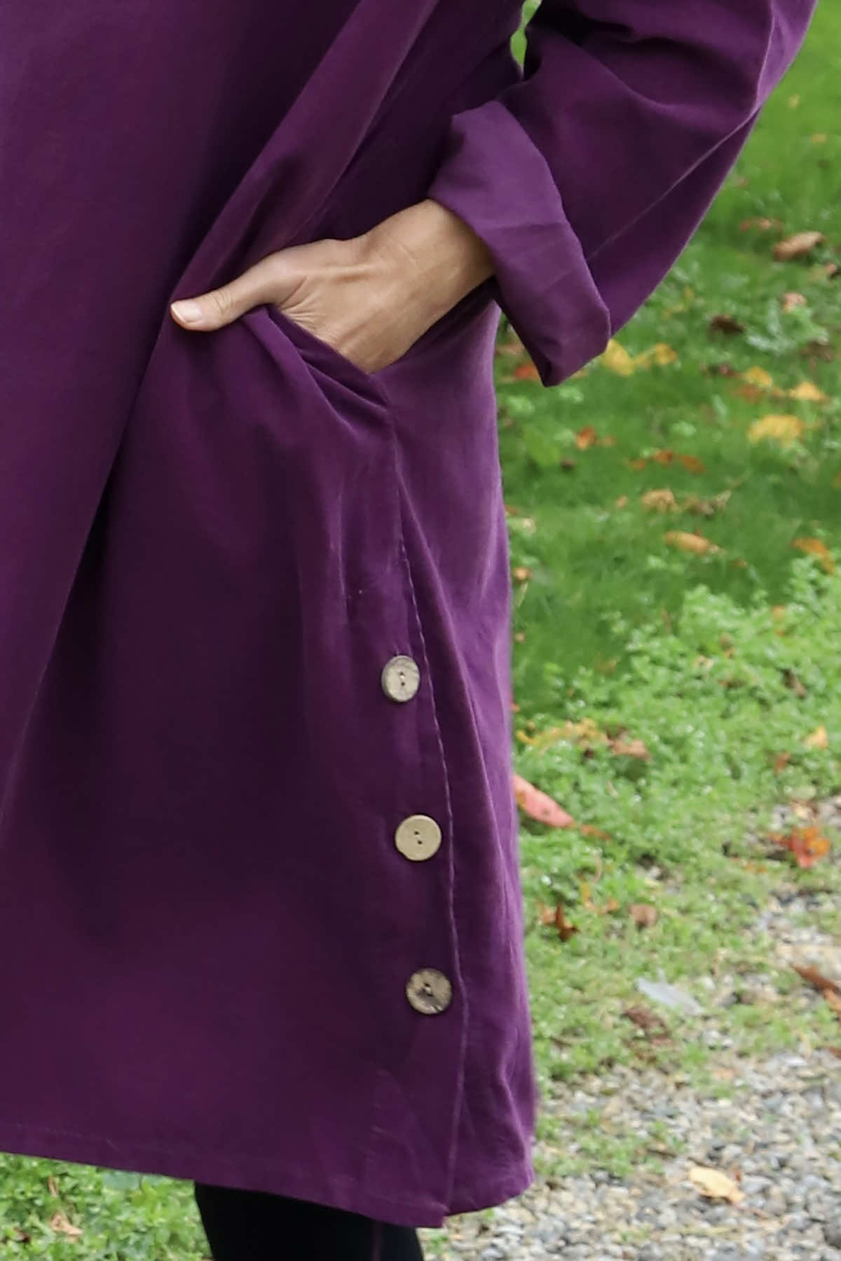 Izzy Button Detail Needlecord Dress Purple