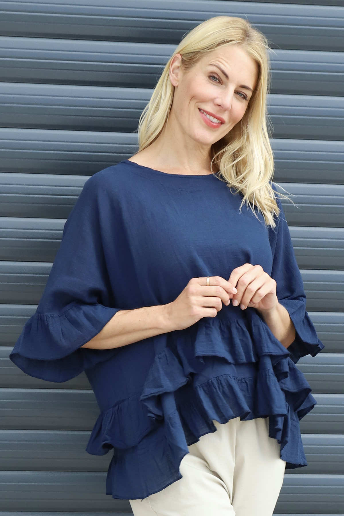 Allena Frill Top Navy