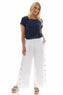 Felicia Button Linen Trousers White