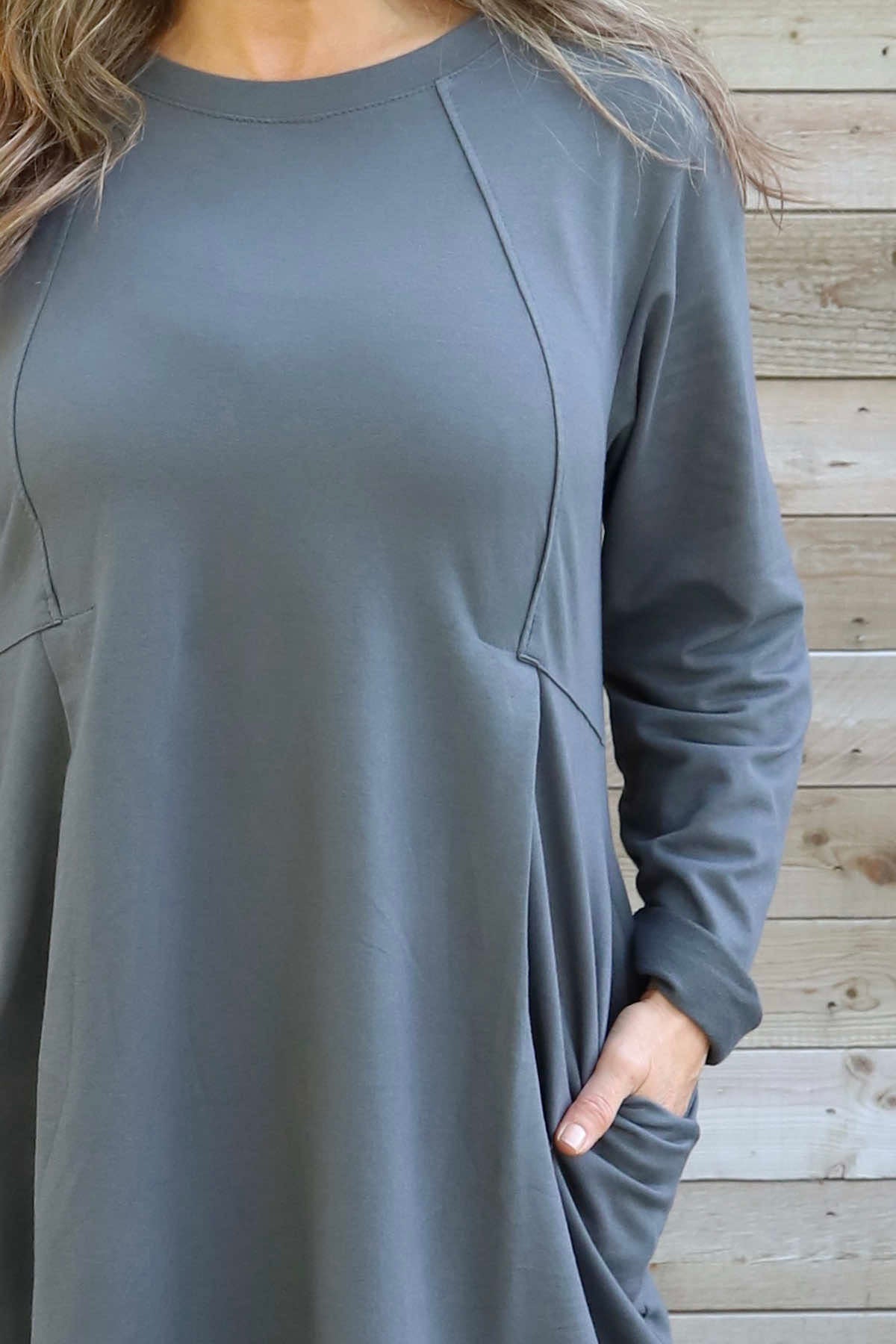 Annika Cotton Dress Charcoal