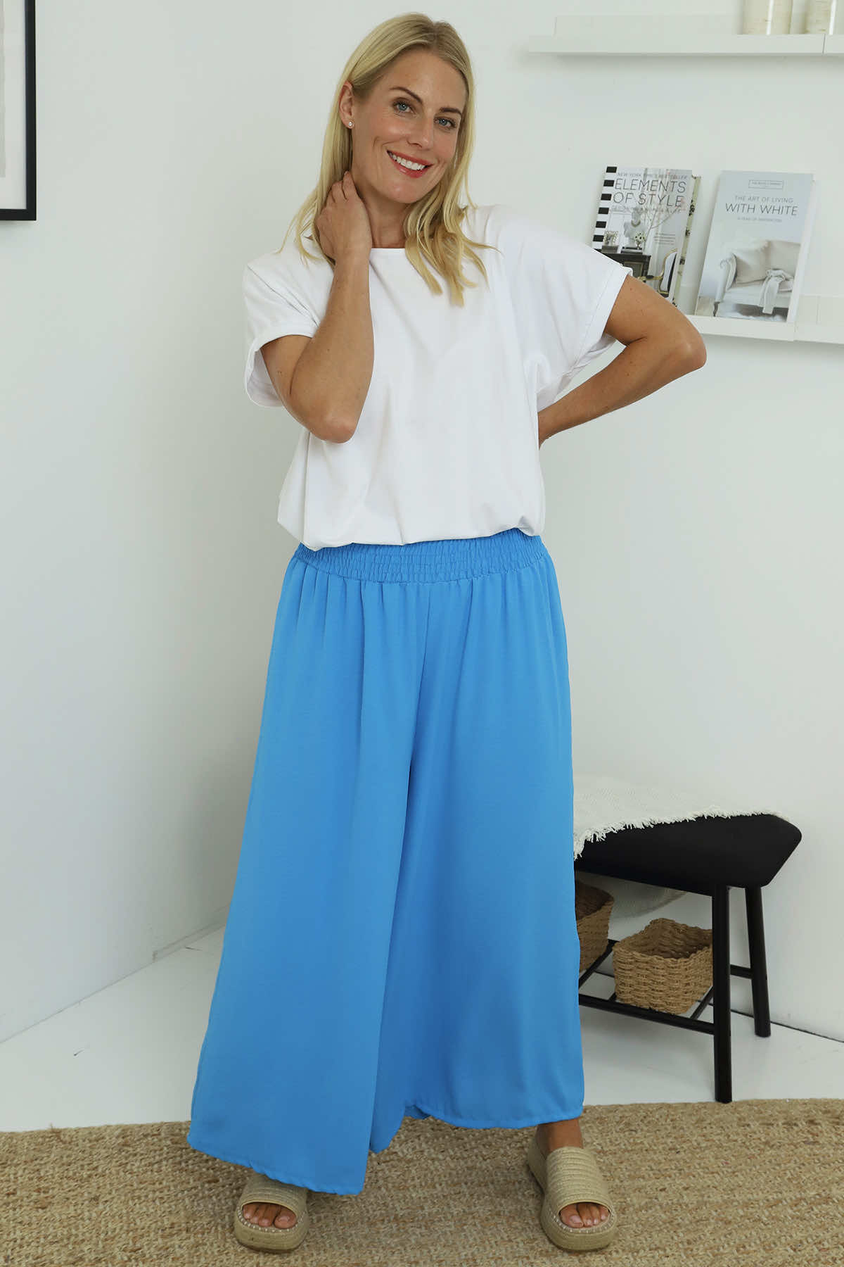 Jacqueline Wide Leg Trousers Blue