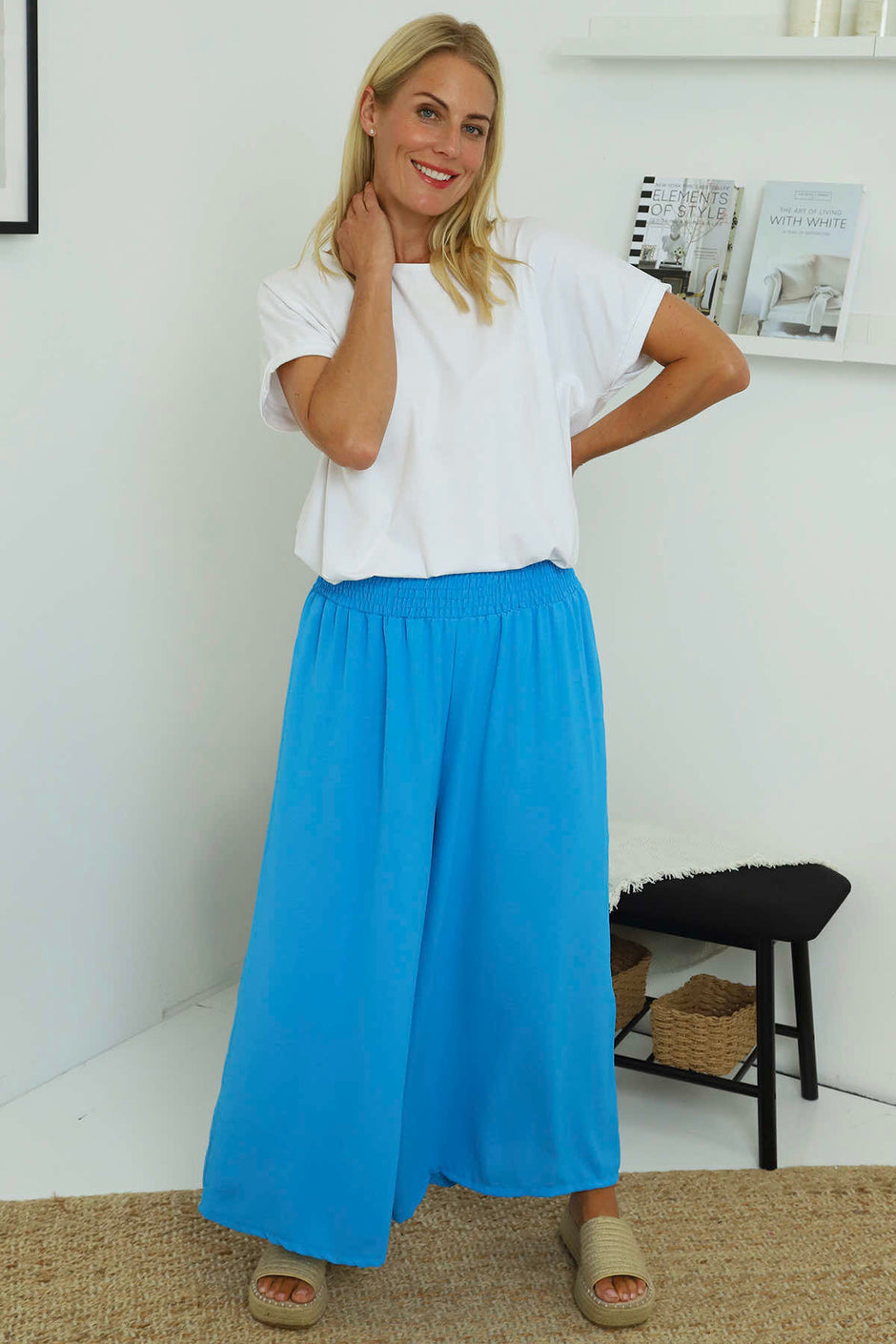 Jacqueline Wide Leg Trousers Blue
