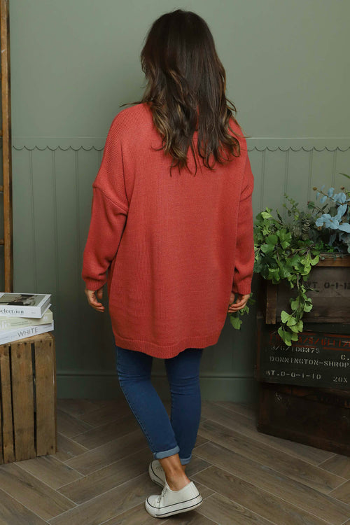 Josephine V-Neck Knitted Jumper Burnt Orange - Image 4