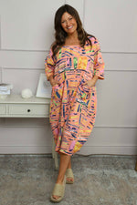 Cosette Print Pocket Linen Dress Orange Orange - Cosette Print Pocket Linen Dress Orange