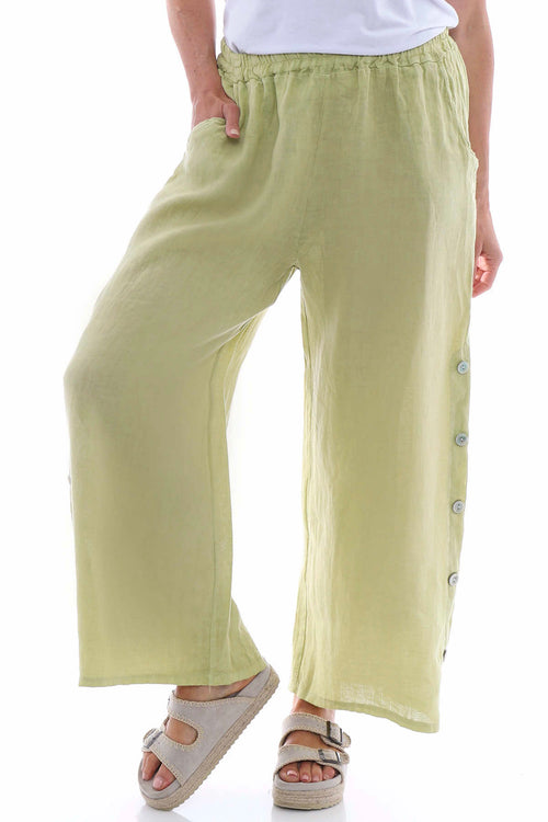 Felicia Button Linen Trousers Pistachio - Image 3