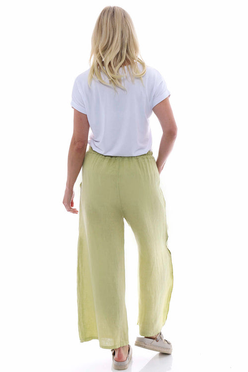Felicia Button Linen Trousers Pistachio - Image 7