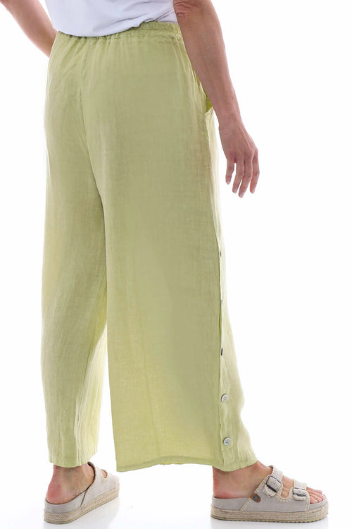 Felicia Button Linen Trousers Pistachio - Image 8