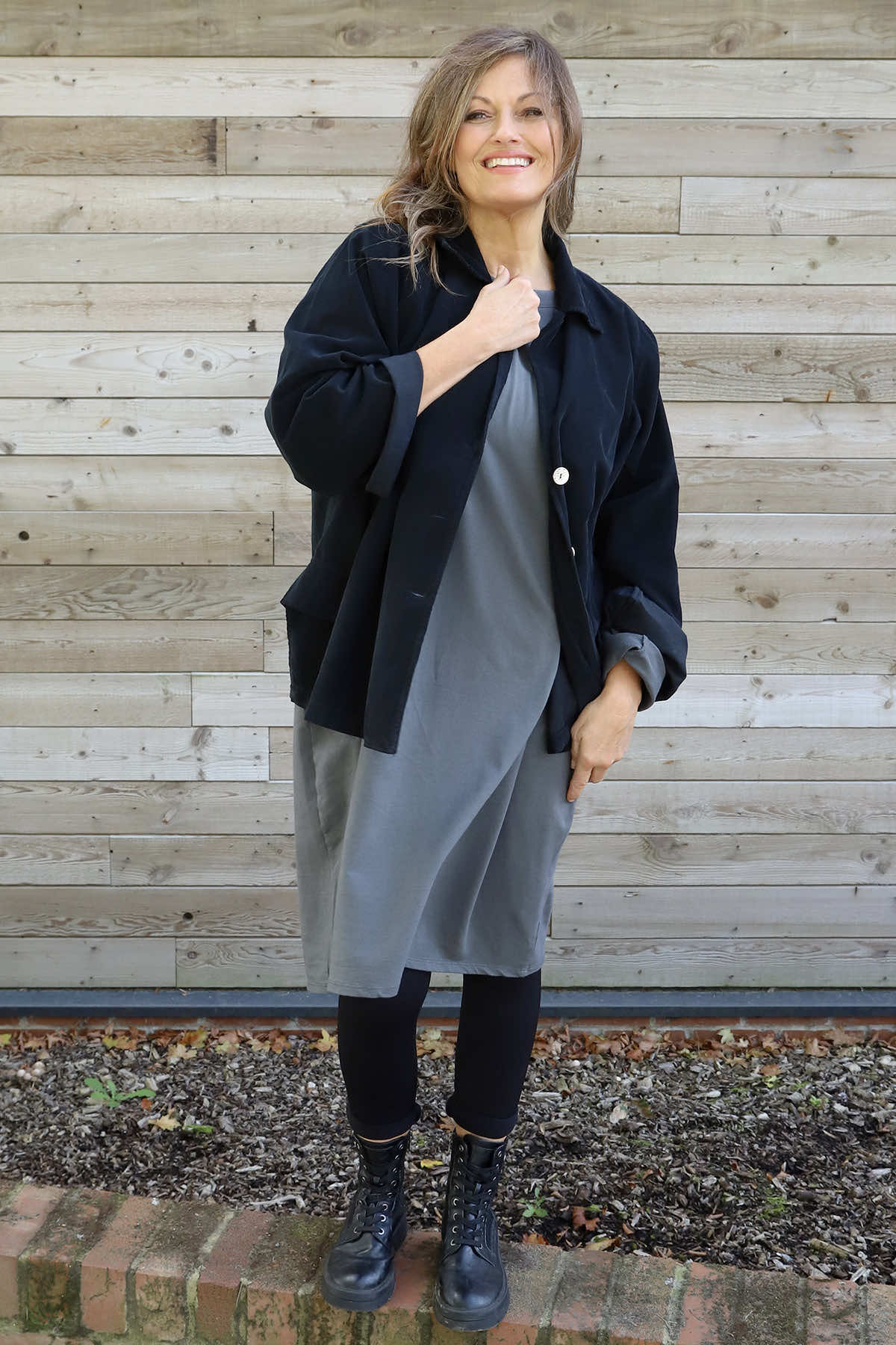 Annika Cotton Dress Charcoal