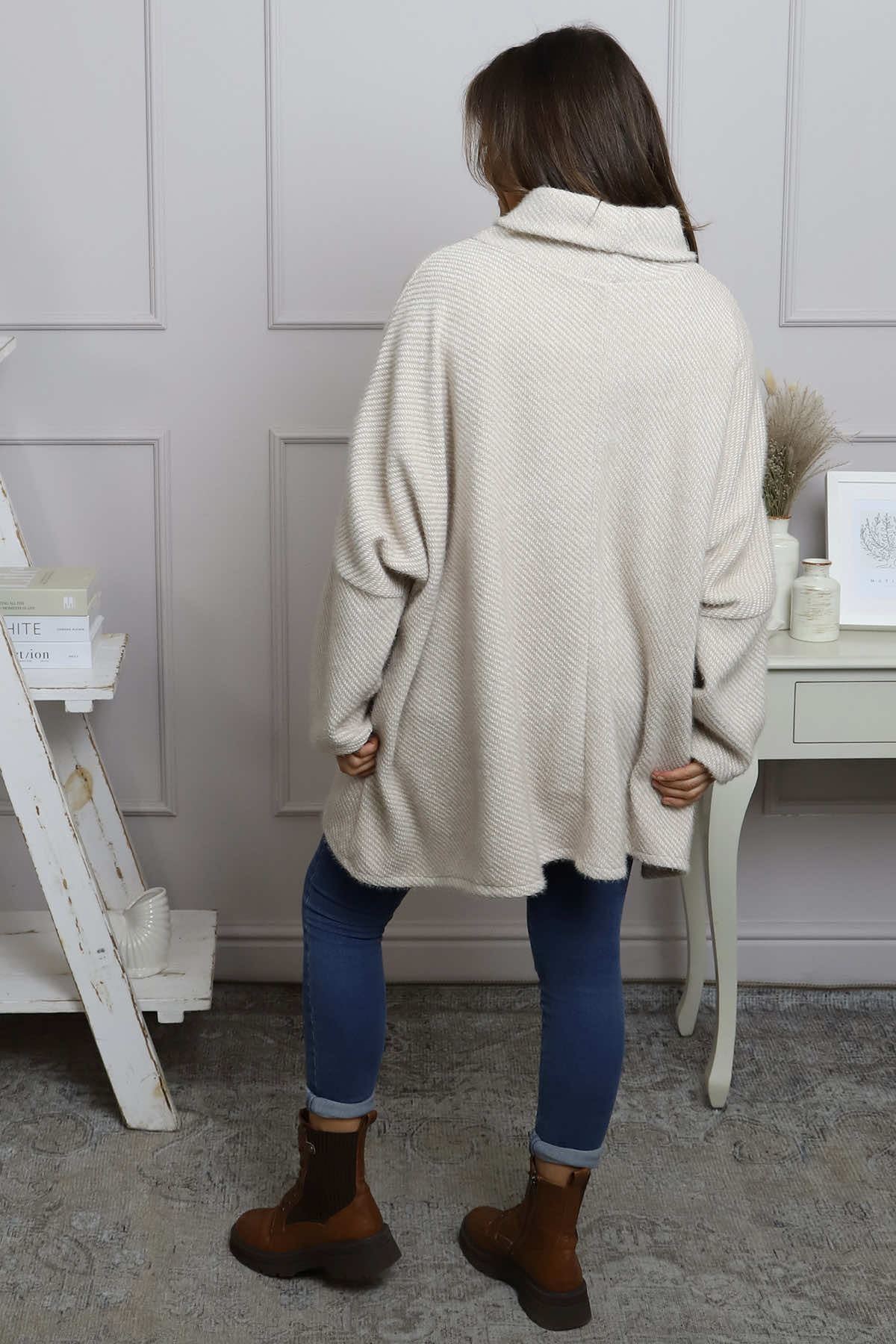 Luma Cowl Neck Jumper Stone