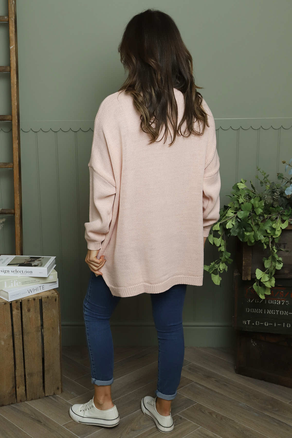 Josephine V-Neck Knitted Jumper Pink