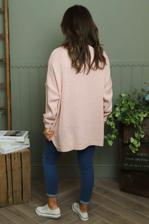 Josephine V-Neck Knitted Jumper Pink - Image 4