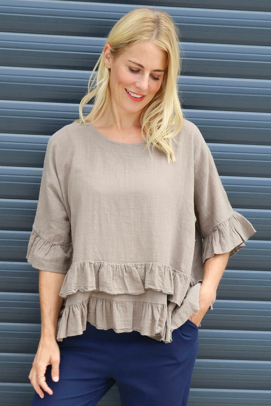 Allena Frill Top Mocha