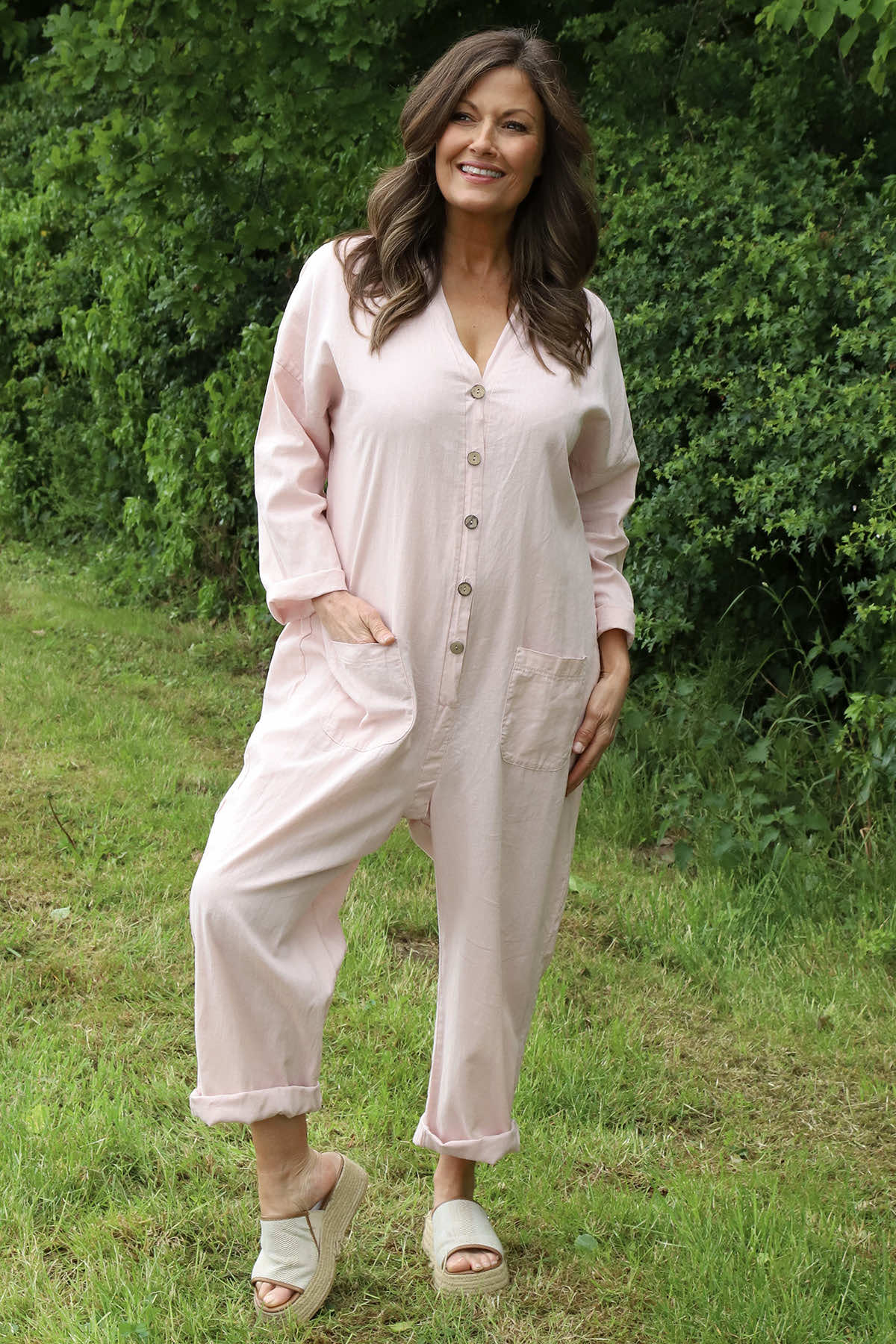 Paulton Linen Boilersuit Pink