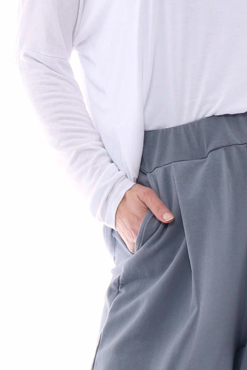 Elianna Cuffed Cotton Trousers Mid Grey - Image 2
