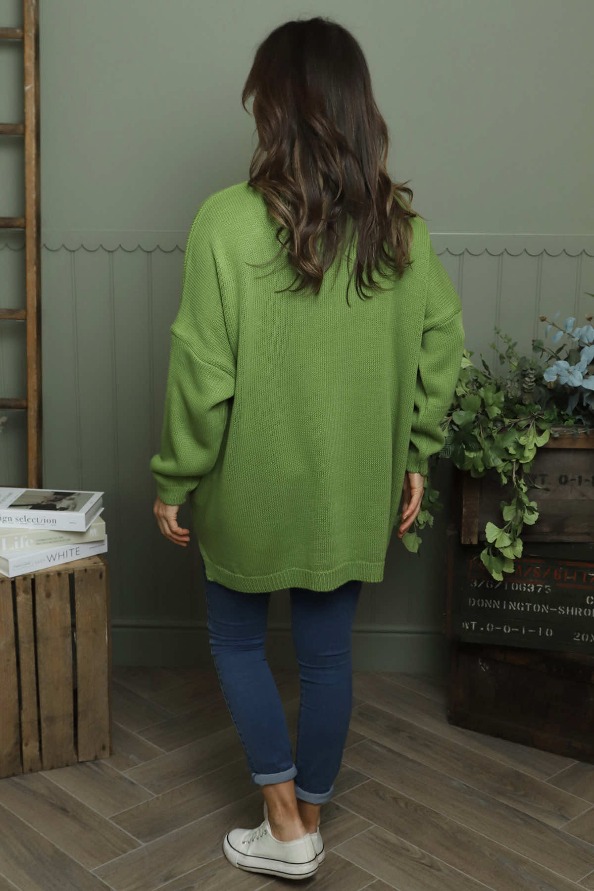 Josephine V-Neck Knitted Jumper Green