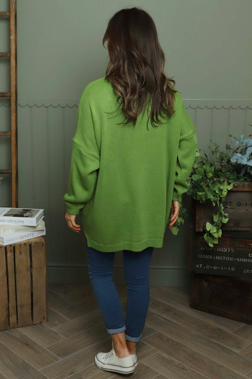 Josephine V-Neck Knitted Jumper Green - Image 4