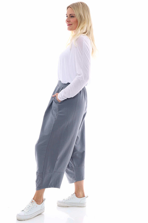 Elianna Cuffed Cotton Trousers Mid Grey - Image 5