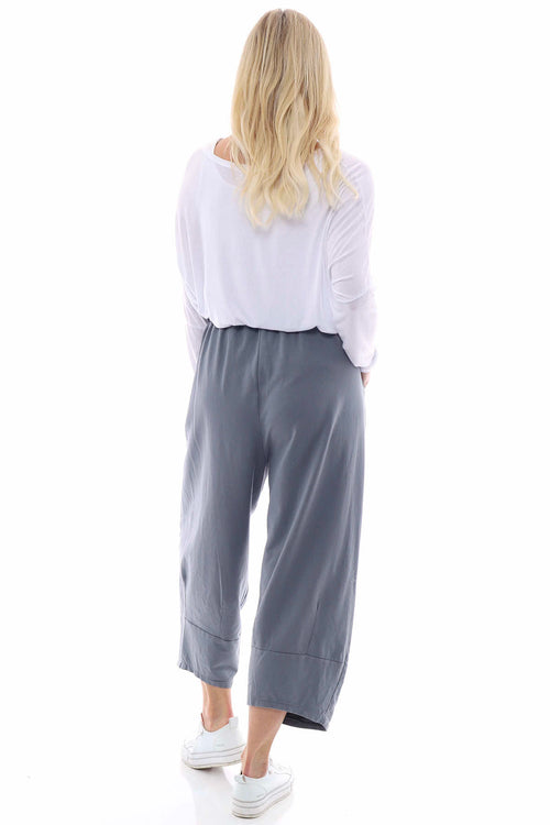 Elianna Cuffed Cotton Trousers Mid Grey - Image 7