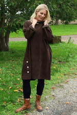 Izzy Button Detail Needlecord Dress Cocoa Cocoa - Izzy Button Detail Needlecord Dress Cocoa