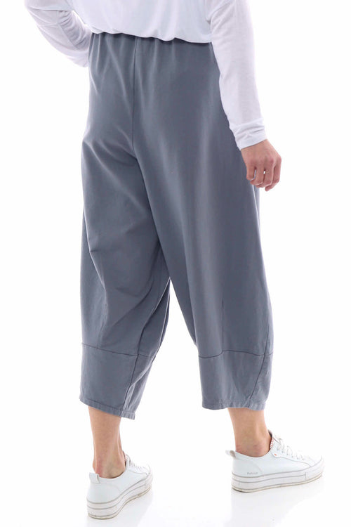 Elianna Cuffed Cotton Trousers Mid Grey - Image 8